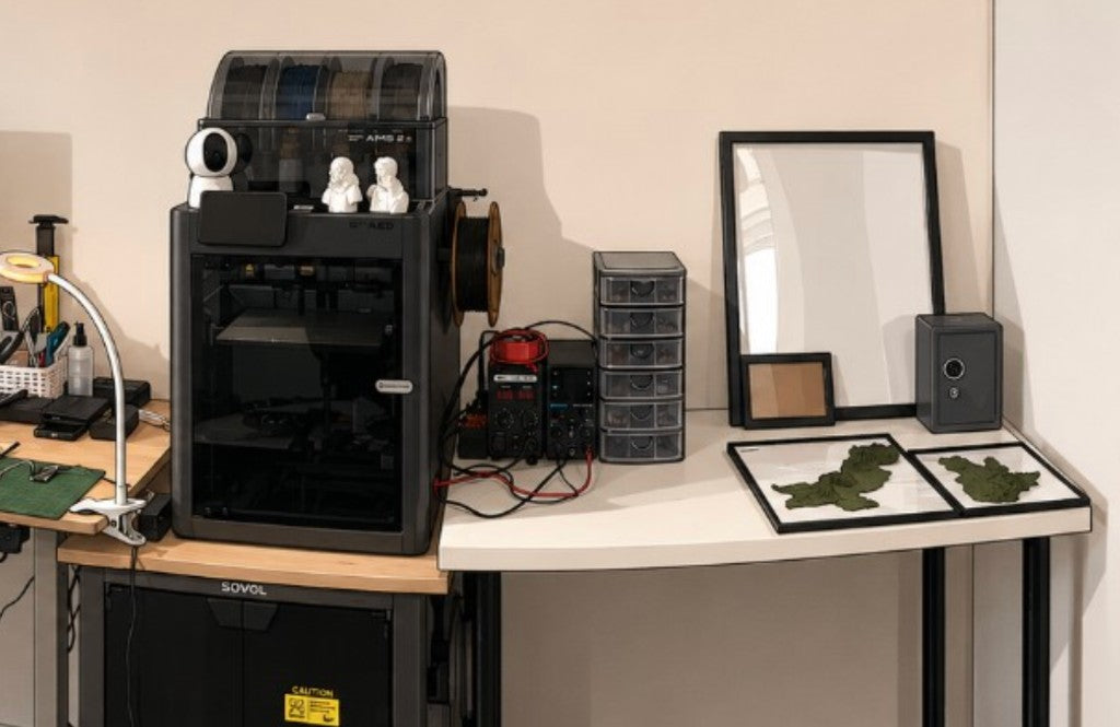 Shape of Home studio with 3D printer and relief prints