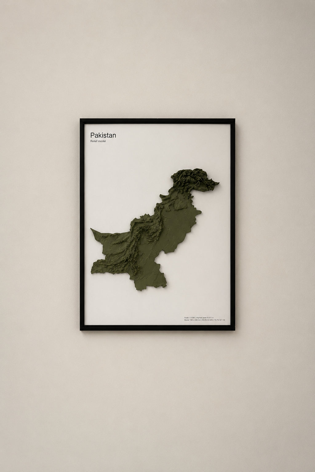 Pakistan homeland relief print displayed above a kitchen counter